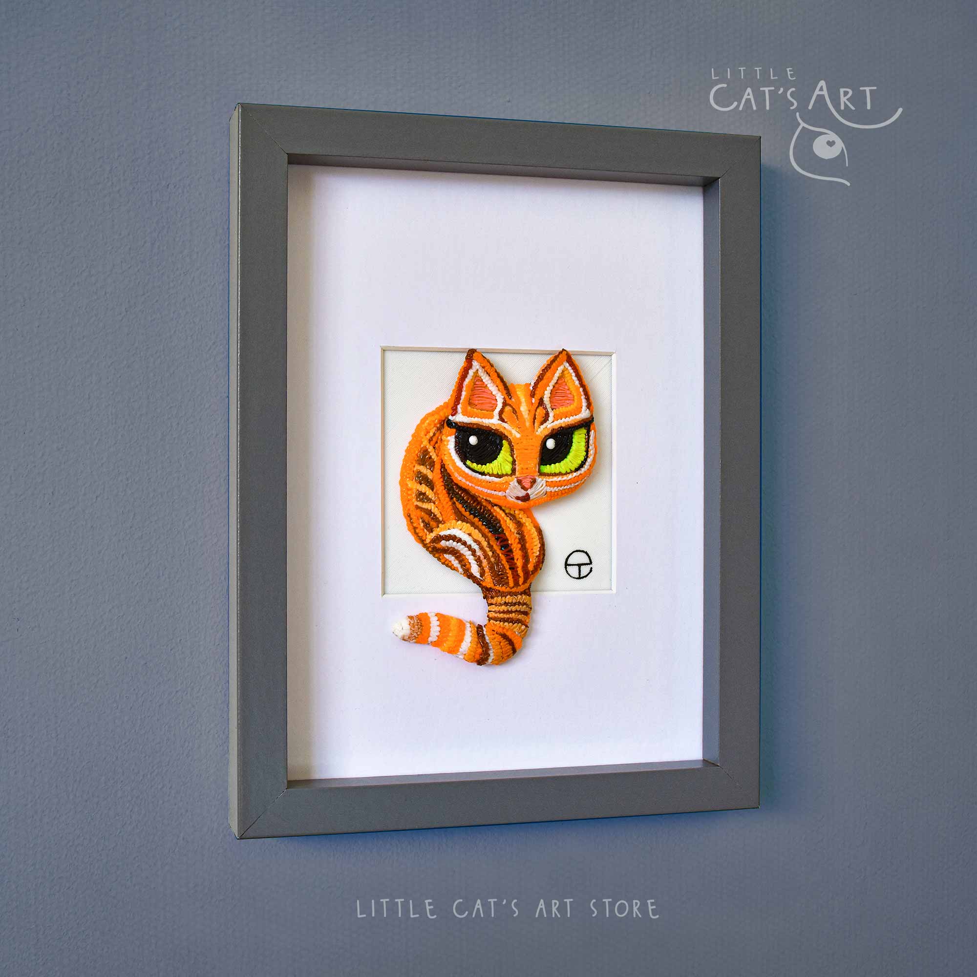 Modern 3D wall art Ginger cat sculpture