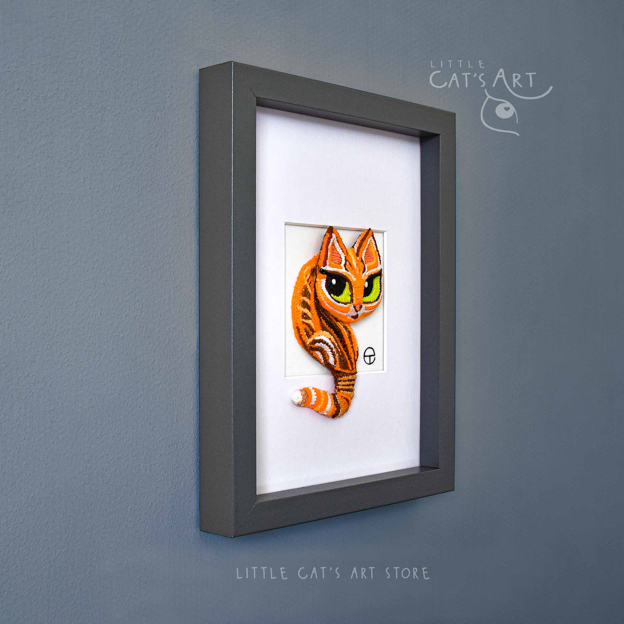 Modern 3D wall art Ginger cat sculpture