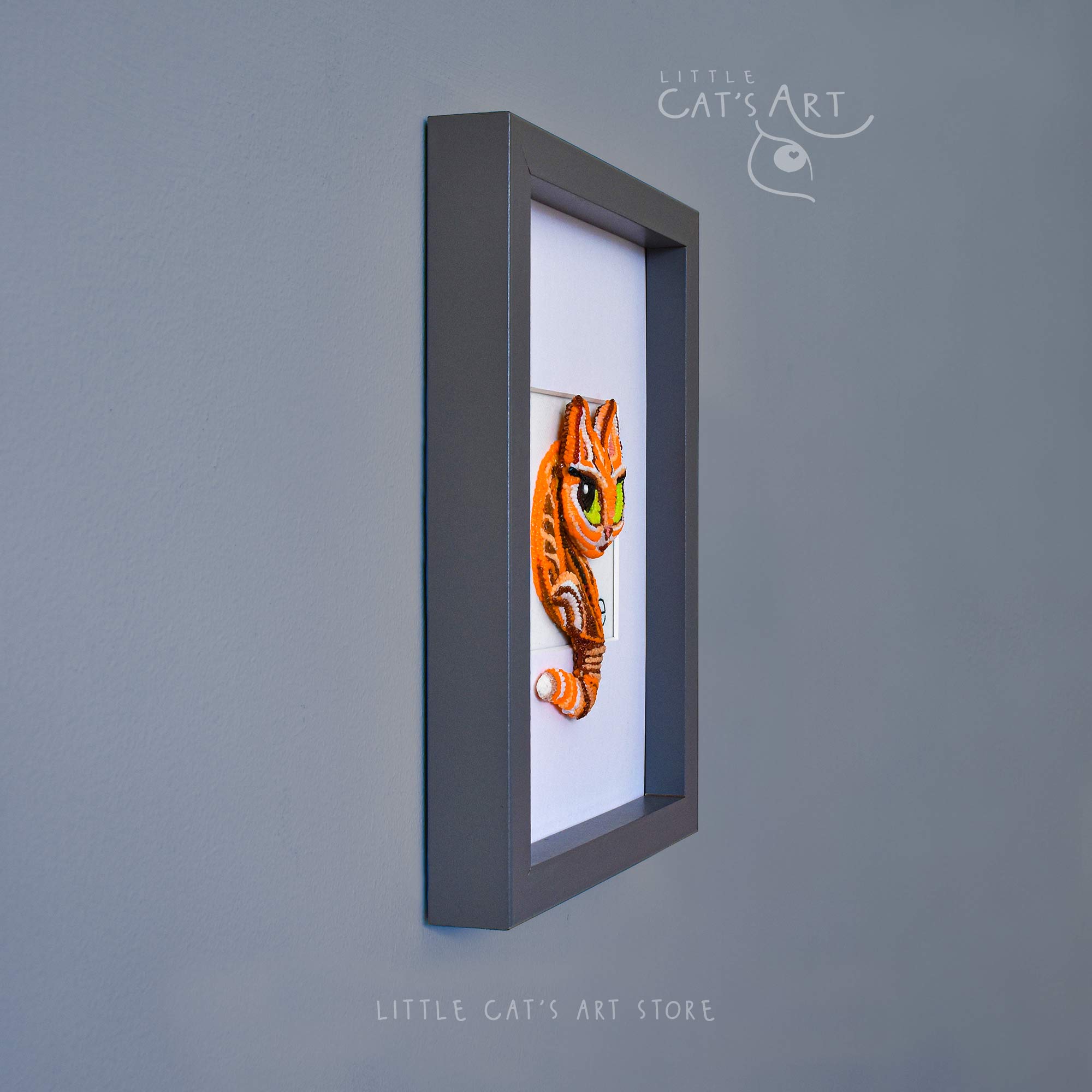 Modern 3D wall art Ginger cat sculpture