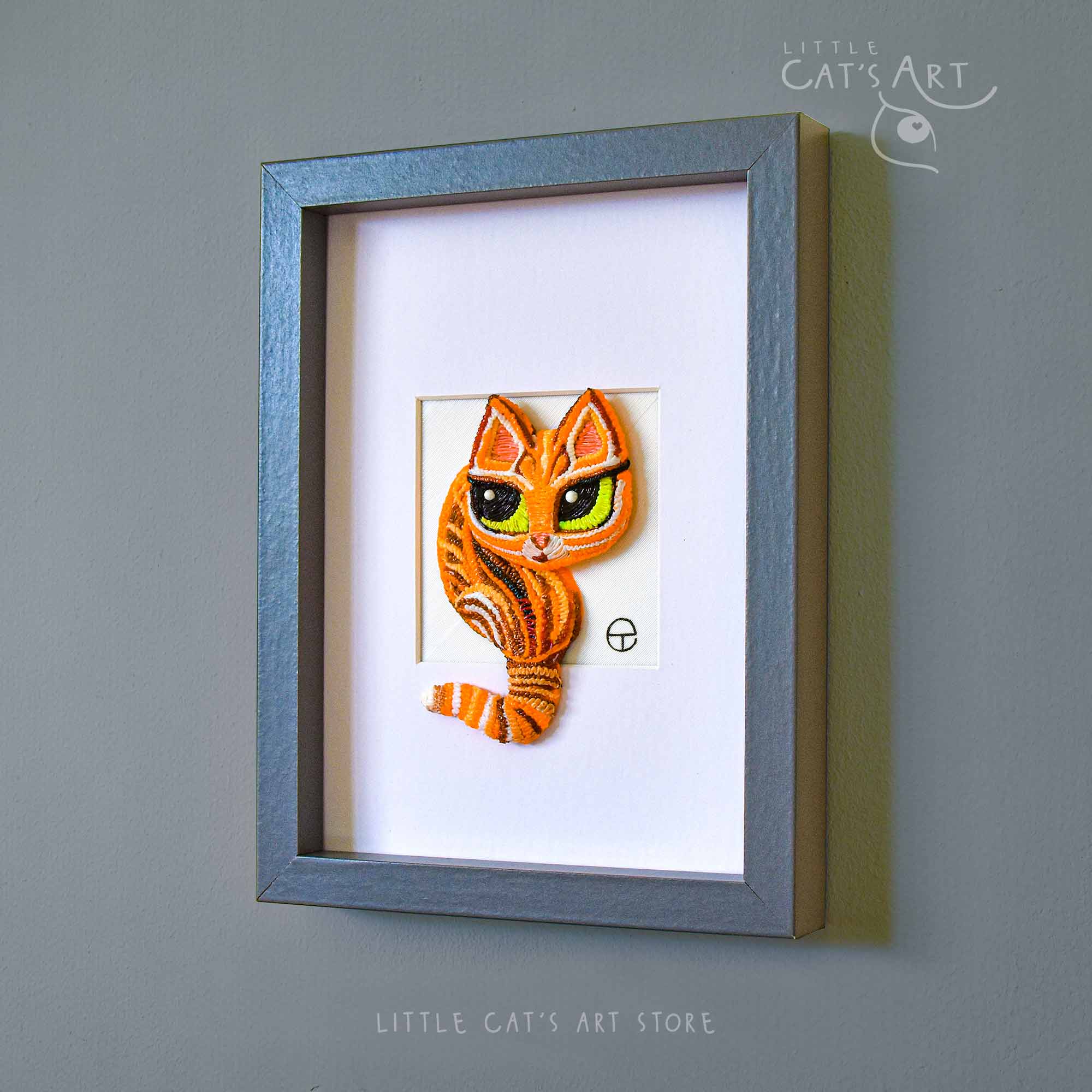 Modern 3D wall art Ginger cat sculpture