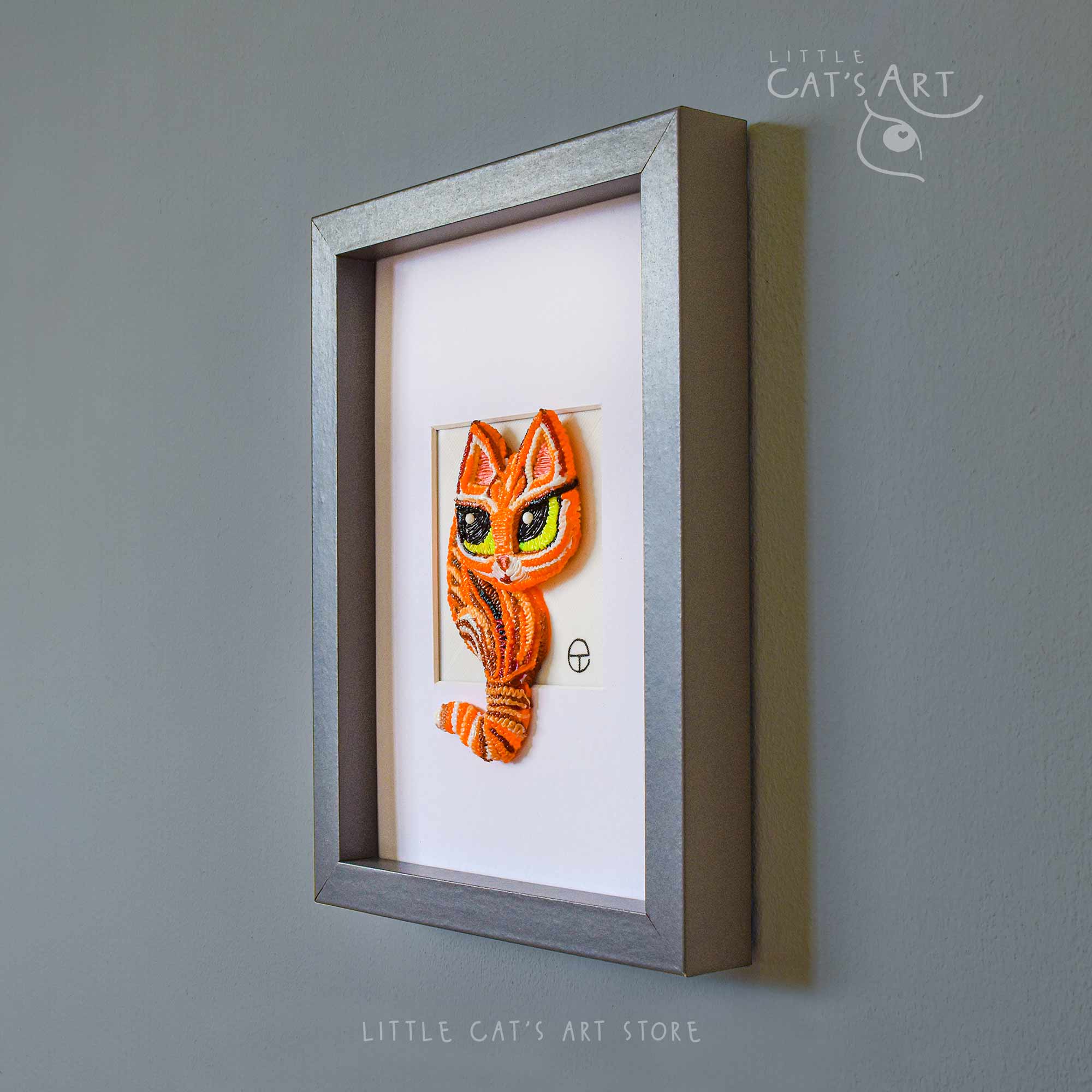 Modern 3D wall art Ginger cat sculpture