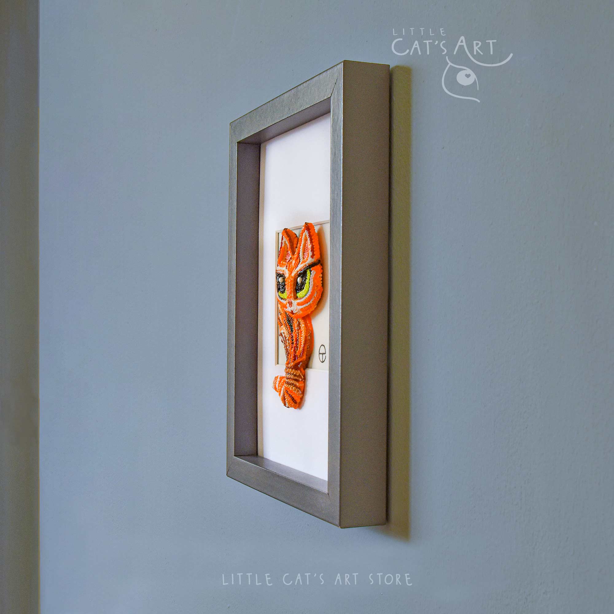 Modern 3D wall art Ginger cat sculpture