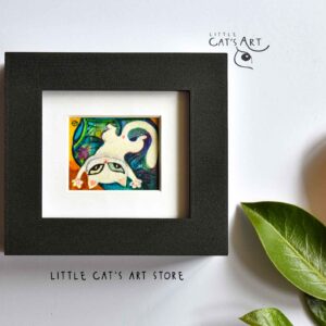 Casper the white cat neon painting