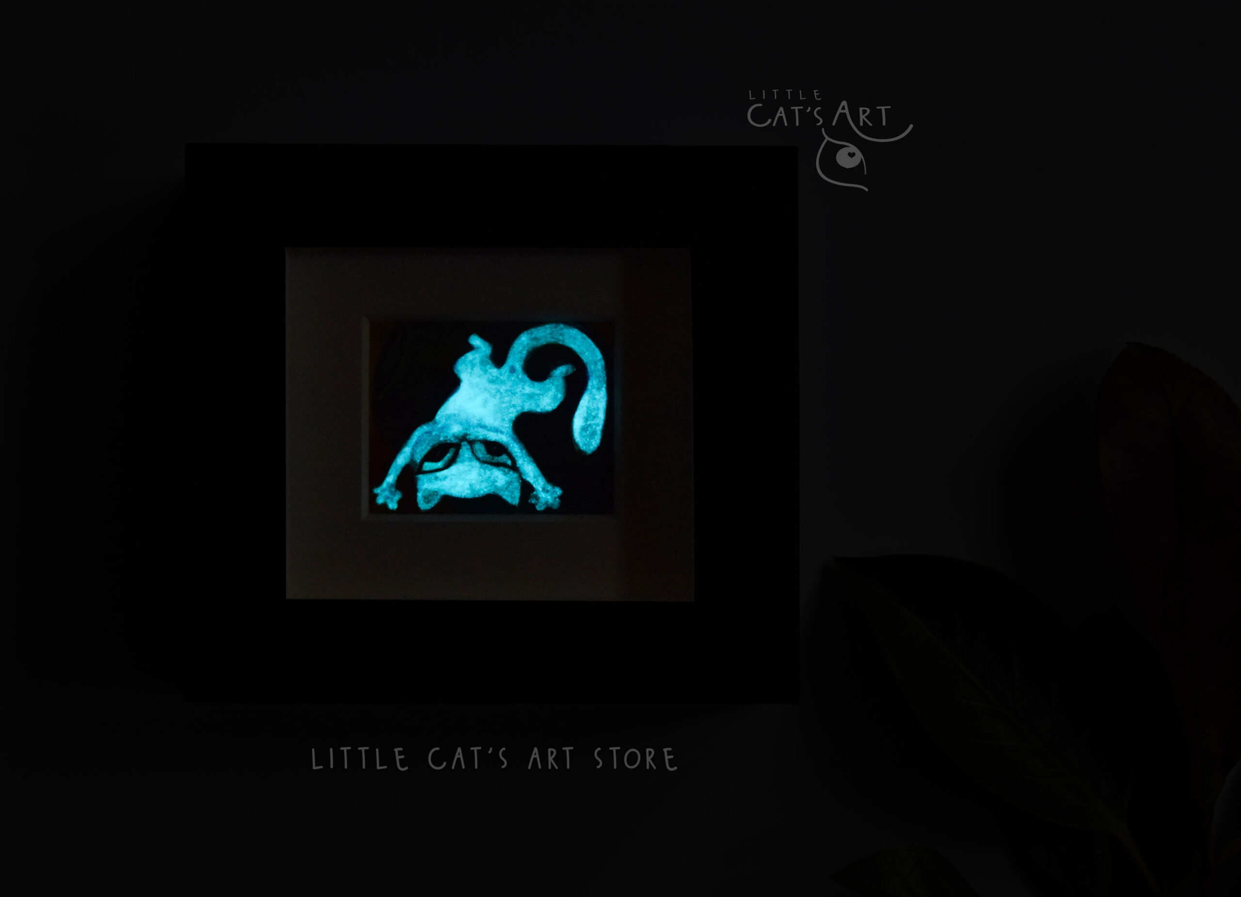 Casper the white cat neon painting