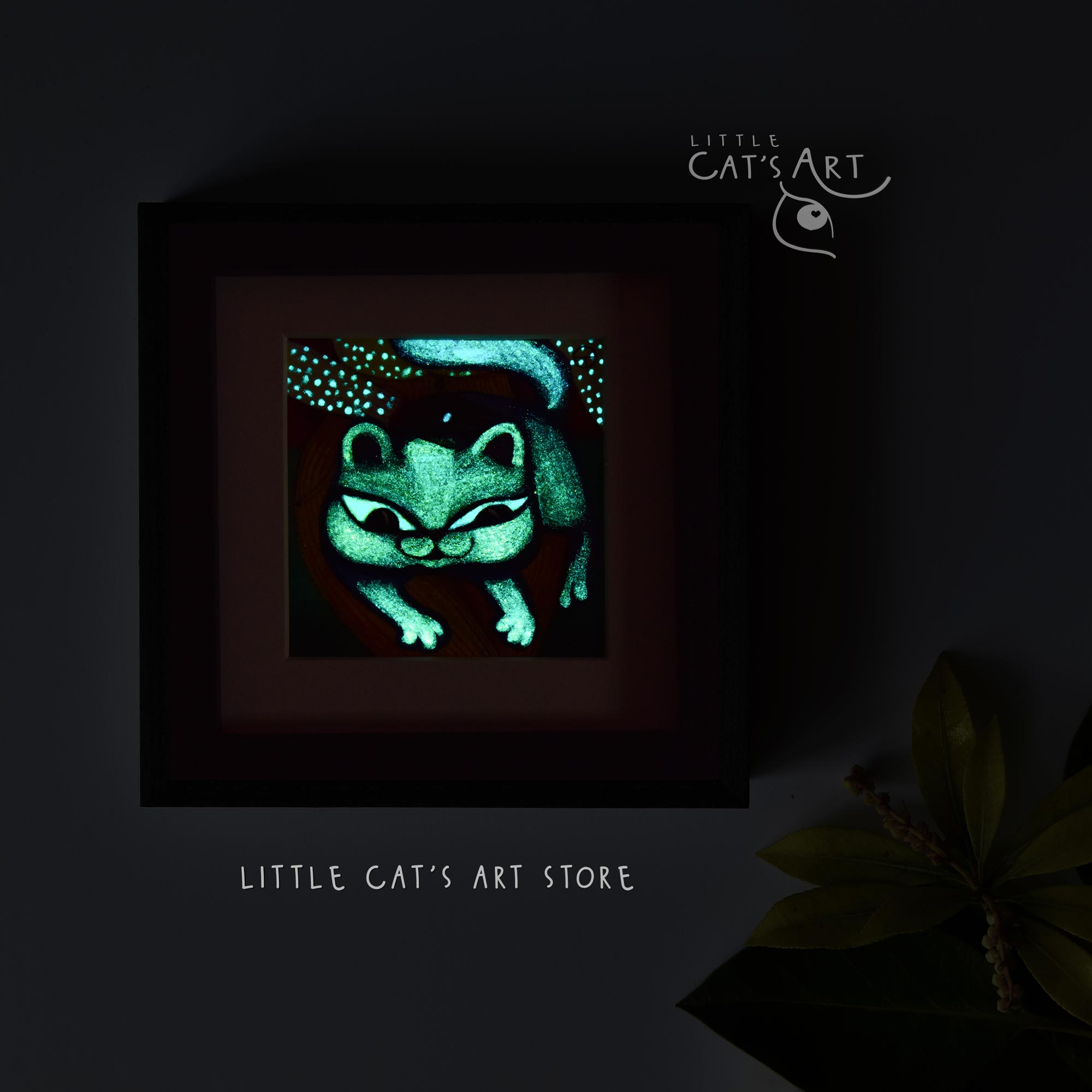 Glowing in the dark British Shorthair cat portrait