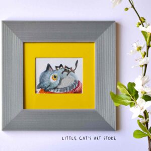 Watercolour painting depicts three cat family members