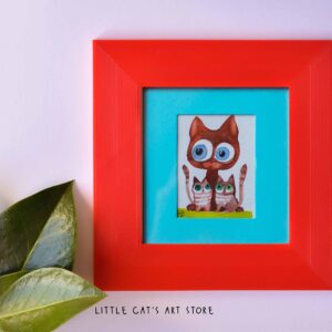 Two fluffy little treasures original cat watercolour