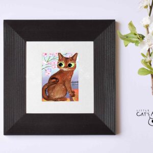 Abyssinian cat digital portrait blossom spring