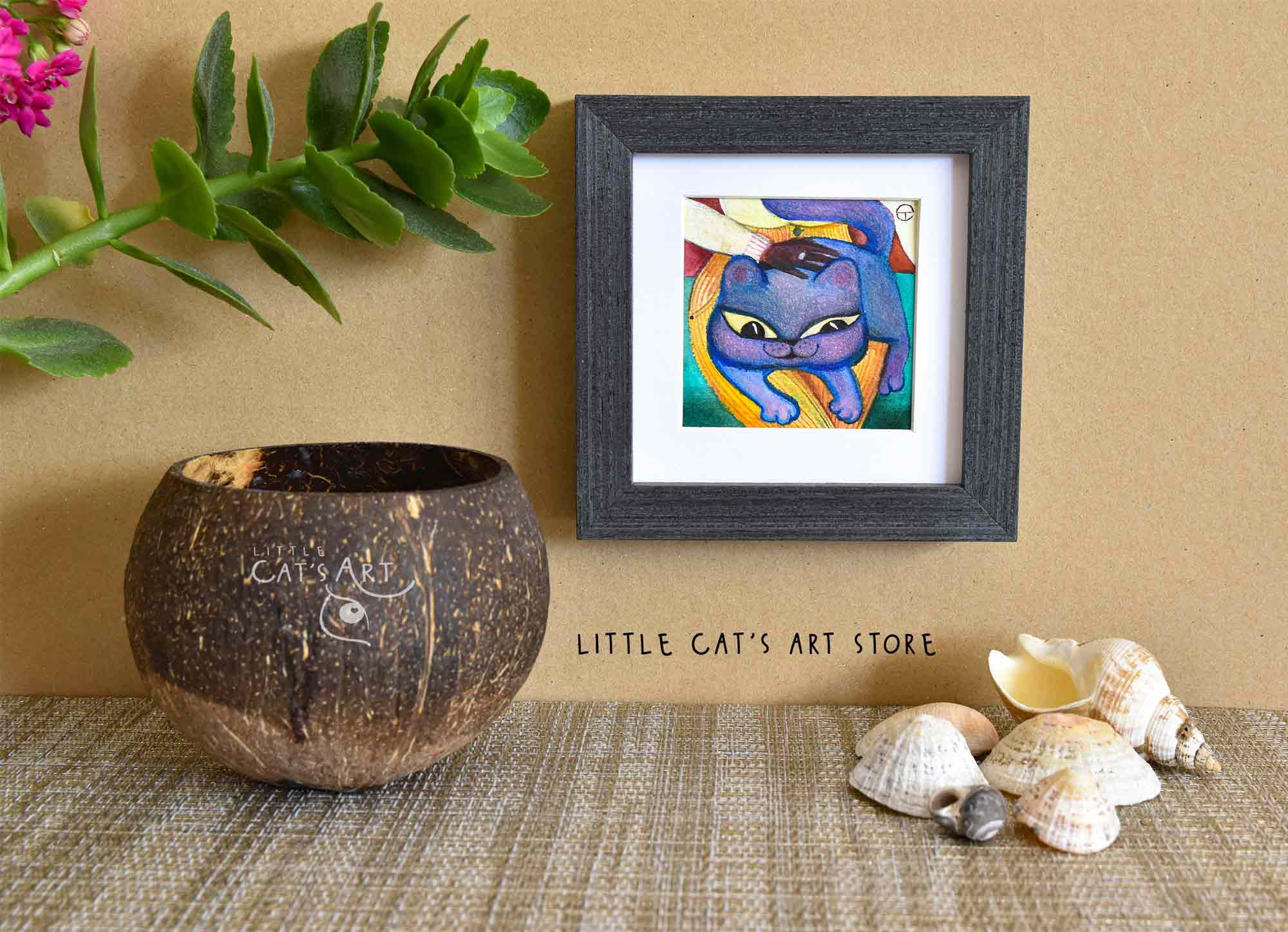 Miniature British Shorthair cat framed portrait