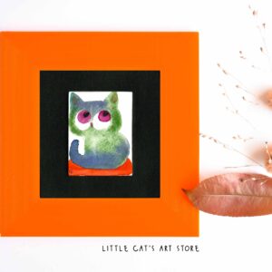 Fluffy soft cat original watercolour painting