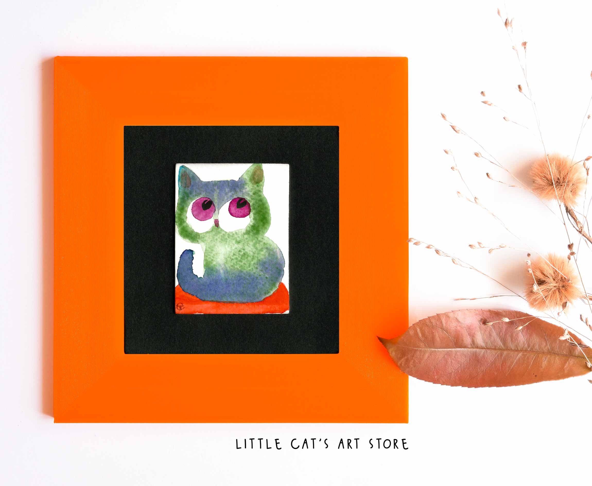 Fluffy soft cat original watercolour painting