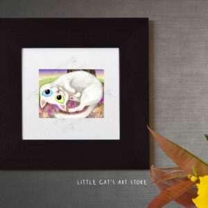 Khao Manee white cat breed digital portrait