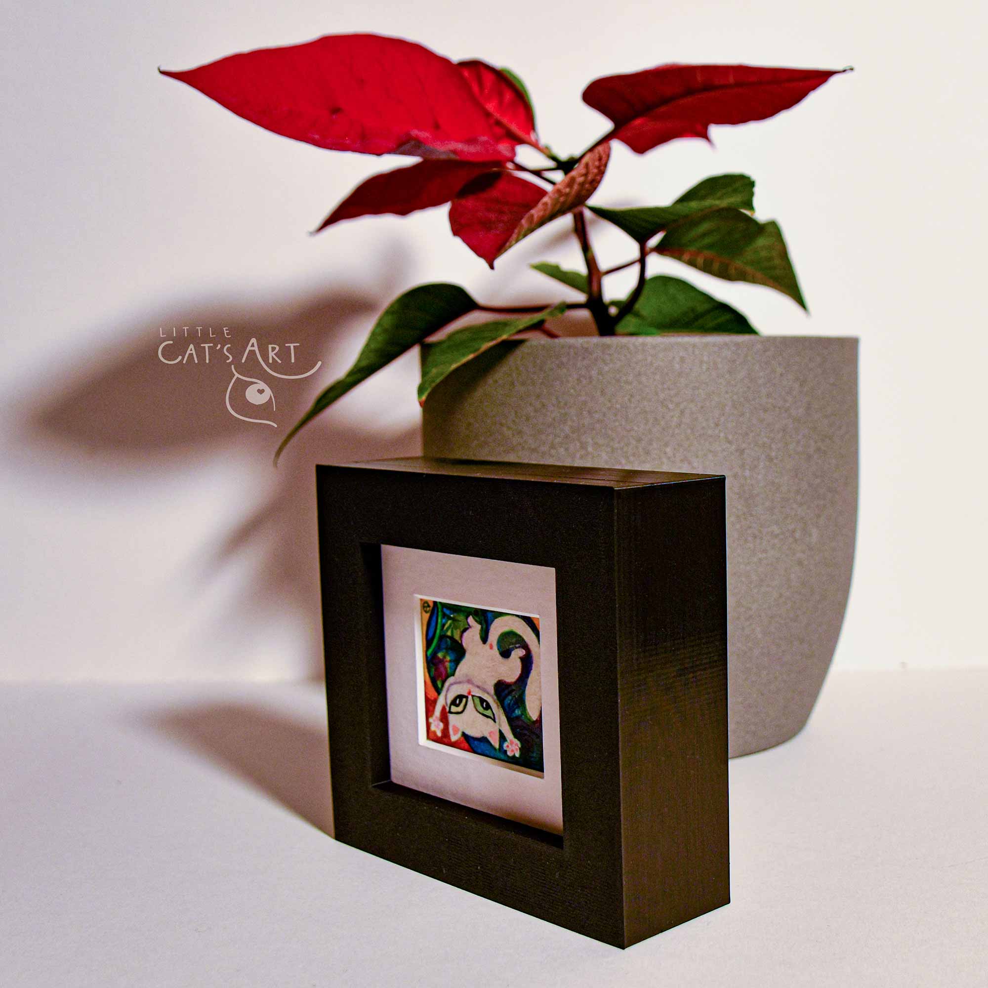 Casper the white cat neon painting