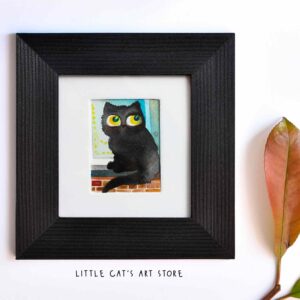 Black cat gossiping on the window sill