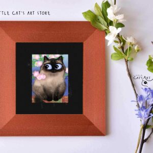 Himalayan Siamese Cat digital portrait print in copper frame