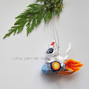 Launching Rocket Cat 3D Christmas Tree decoration