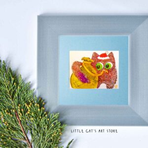 Santa Claus cat glitter portrait