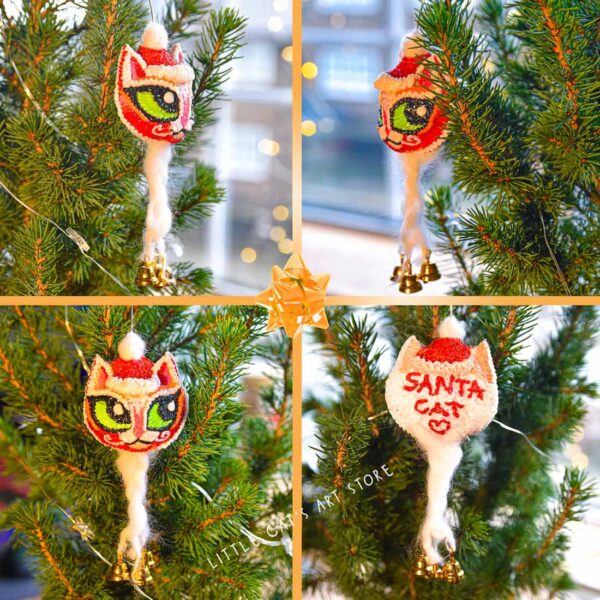 3D Santa cat Christmas tree decoration
