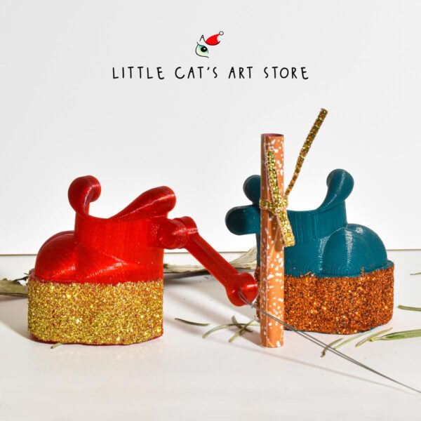 red and green cat paw shoe 3D print Christmas tree decoration