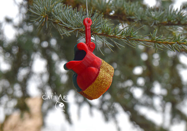 red and green cat paw shoe 3D print Christmas tree decoration