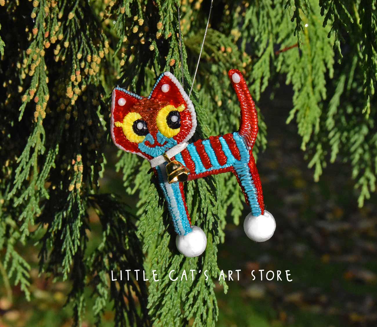 Long-legged cat for Christmas tree decoration