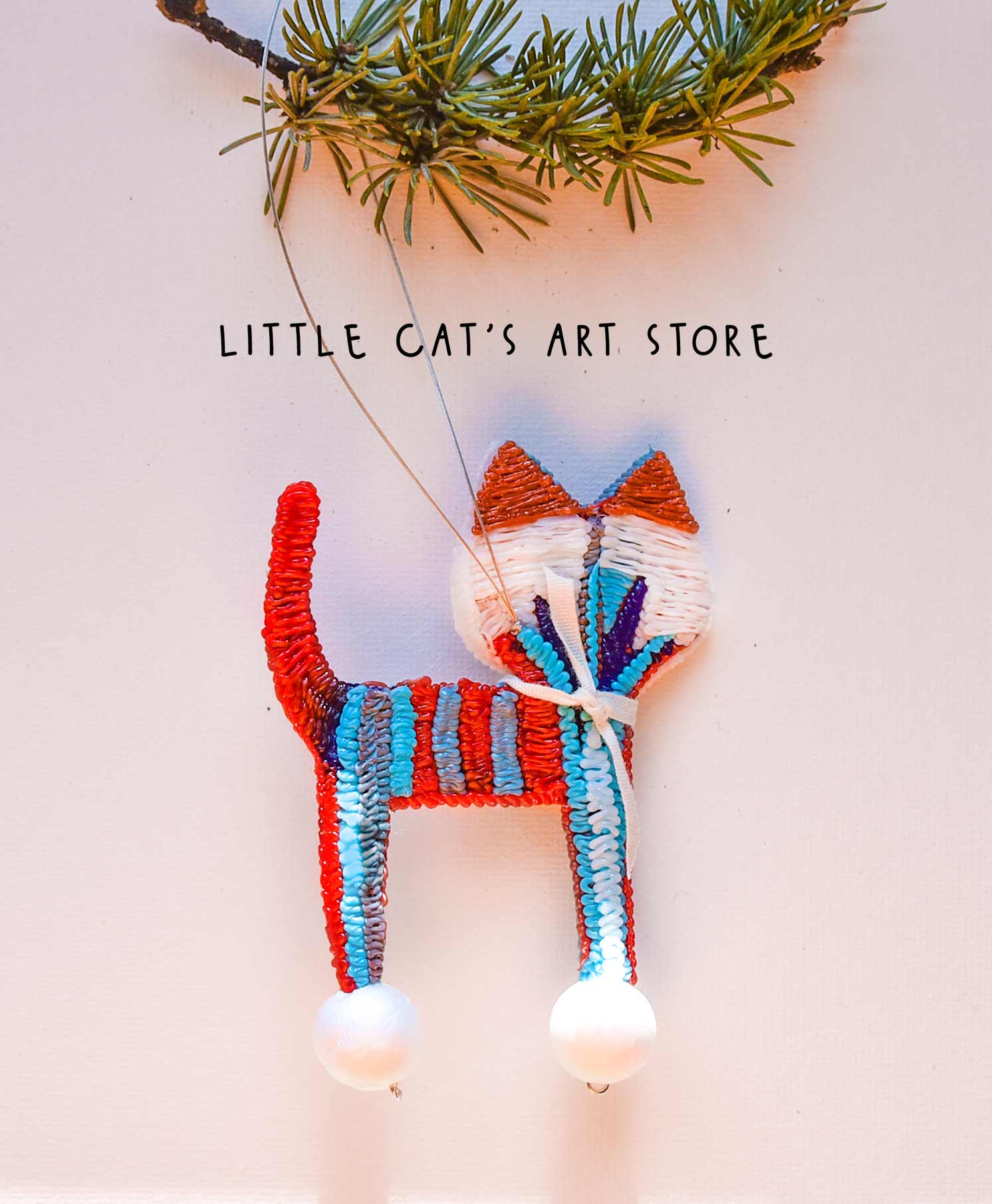 Long-legged cat for Christmas tree decoration