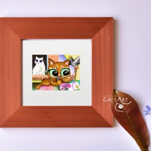 Ginger cat Romeo and white cat Juliet digital painting print