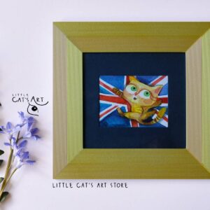 British flag ginger cat watercolour