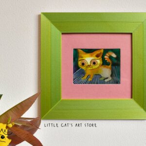 Watercolour Ginger cat portrait in 3D printed frame
