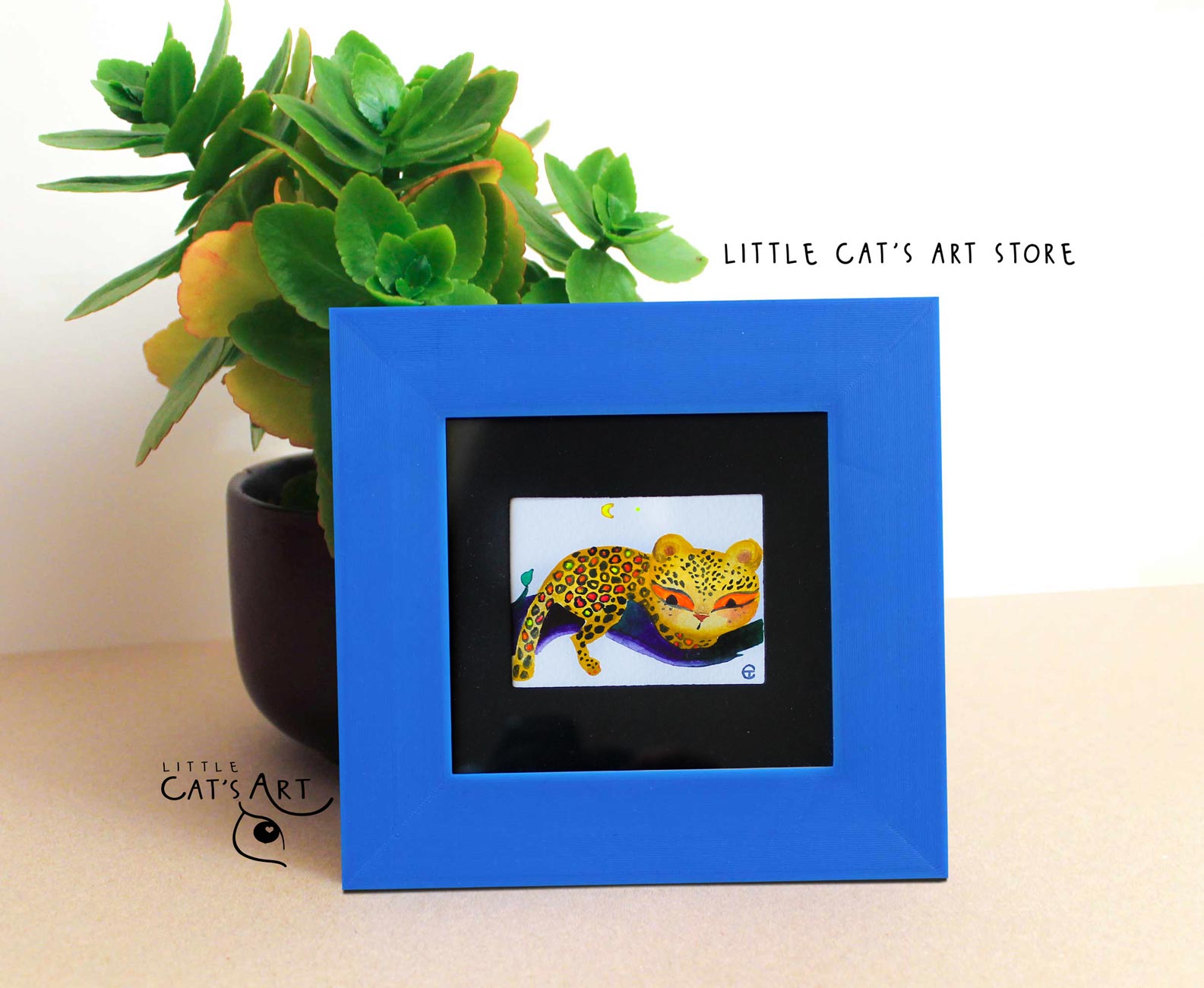 Chill time leopard portrait with neon orange eyes