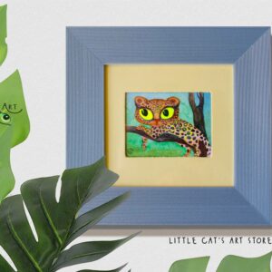 Baby leopard chilling on the top of a tree painting