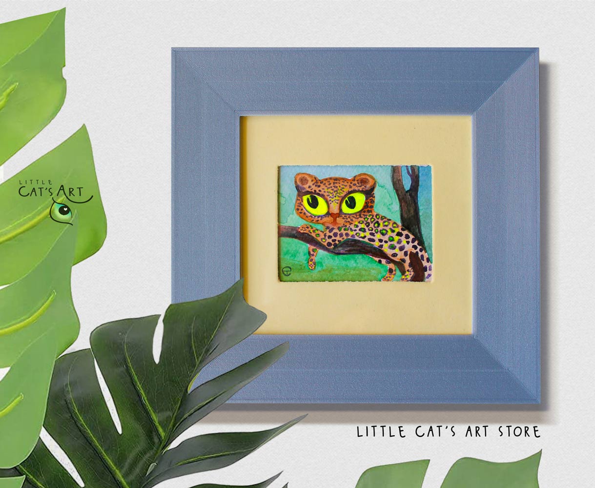 Baby leopard chilling on the top of a tree painting