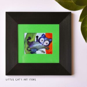 Italian flag and black smoke cat watercolour painting