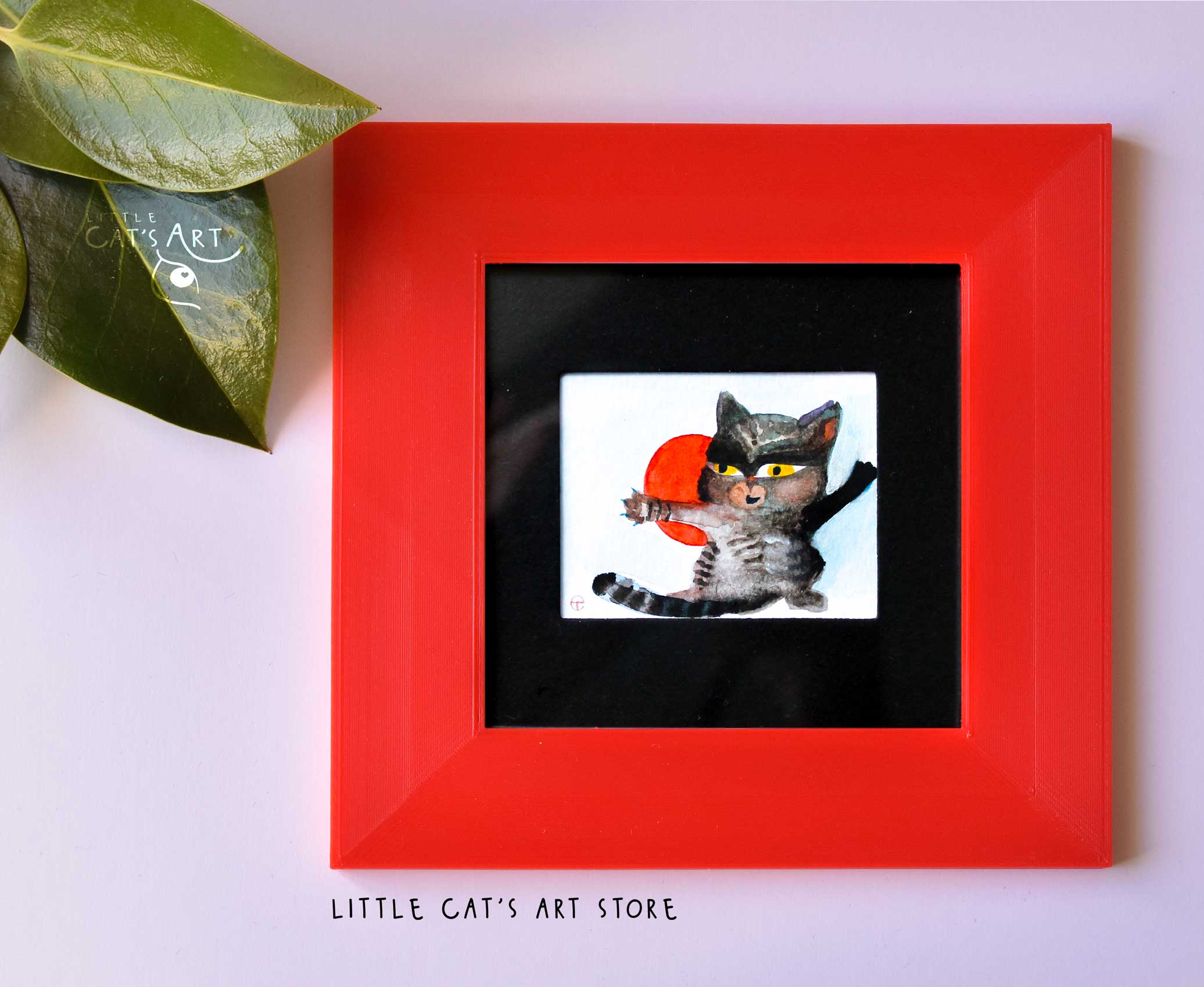 Japan flag Black Samurai Cat painting