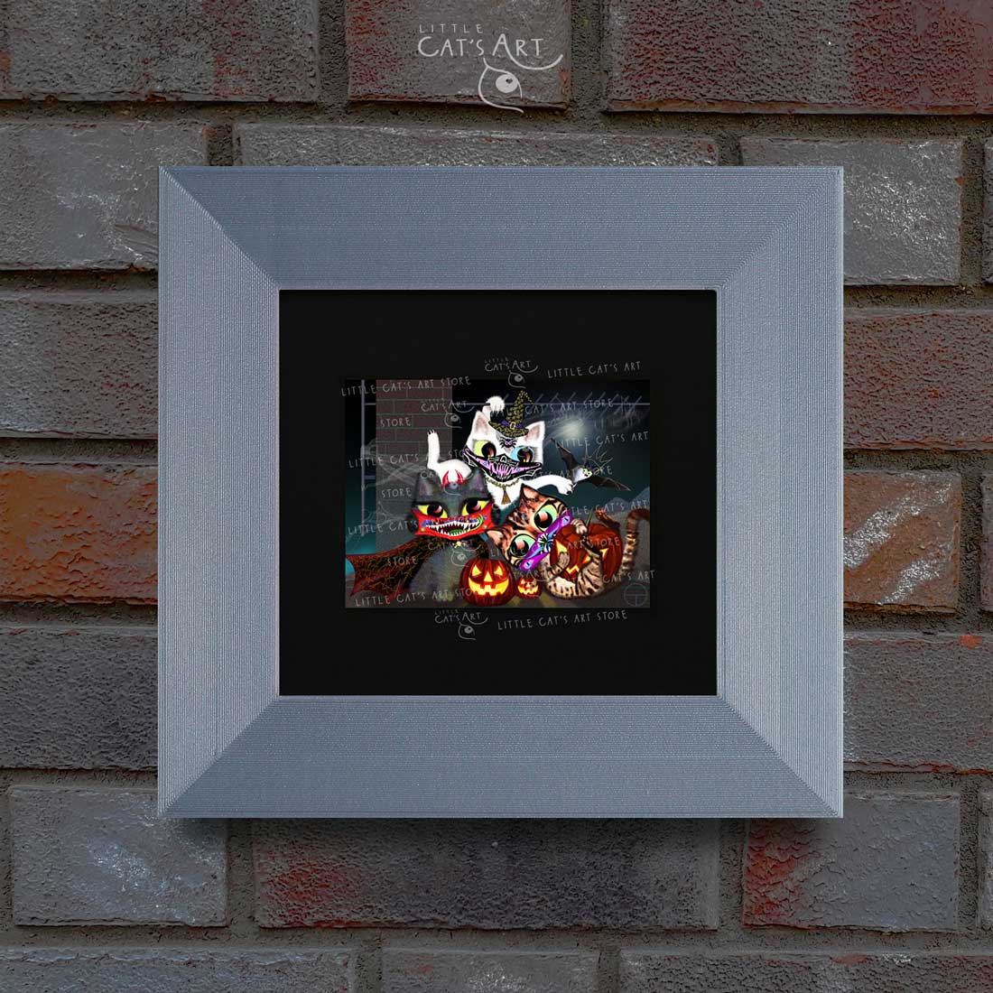 Halloween cat face mask party painting print