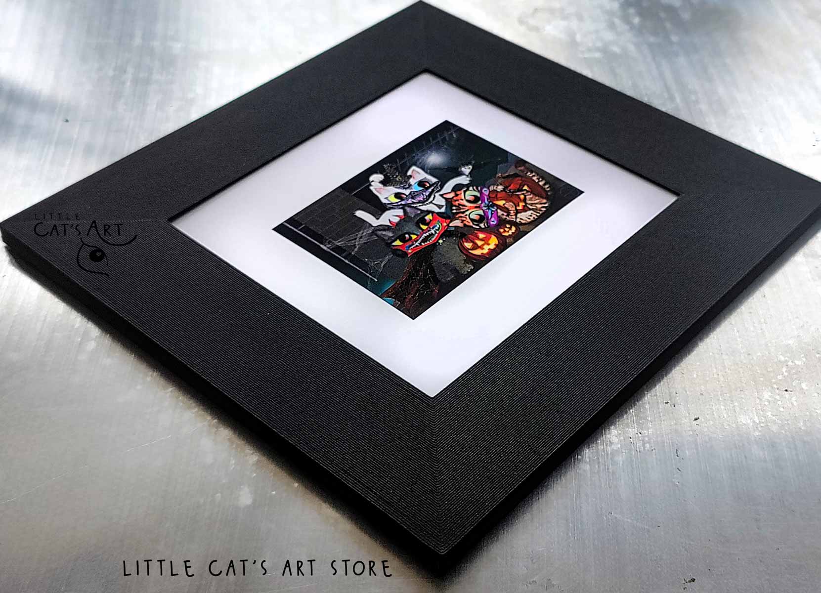 Halloween cat face mask party painting print