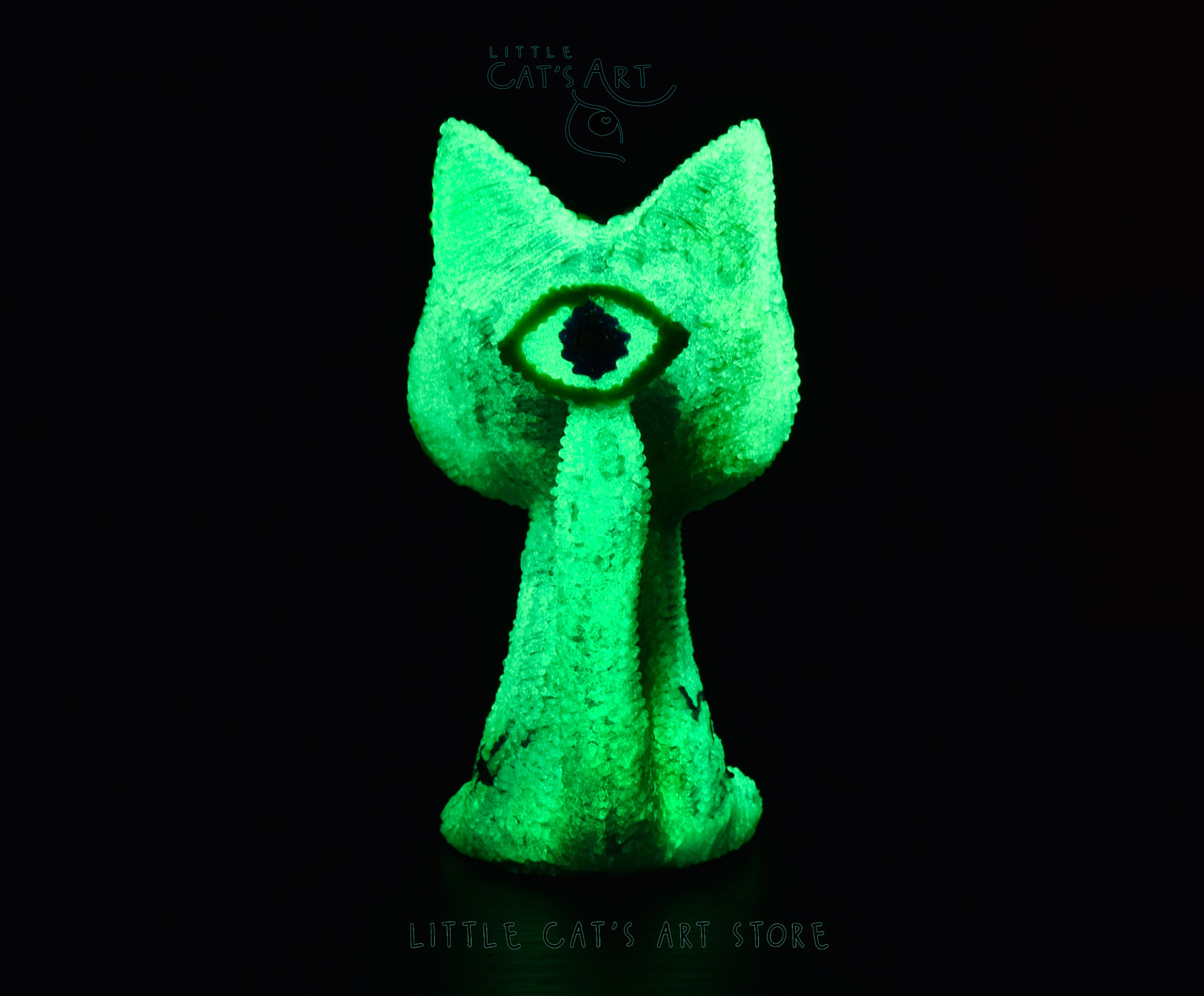 Mint alien cat with glow in the dark effect