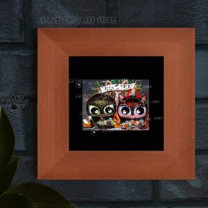 Trick or Treat Happy Halloween cat art print