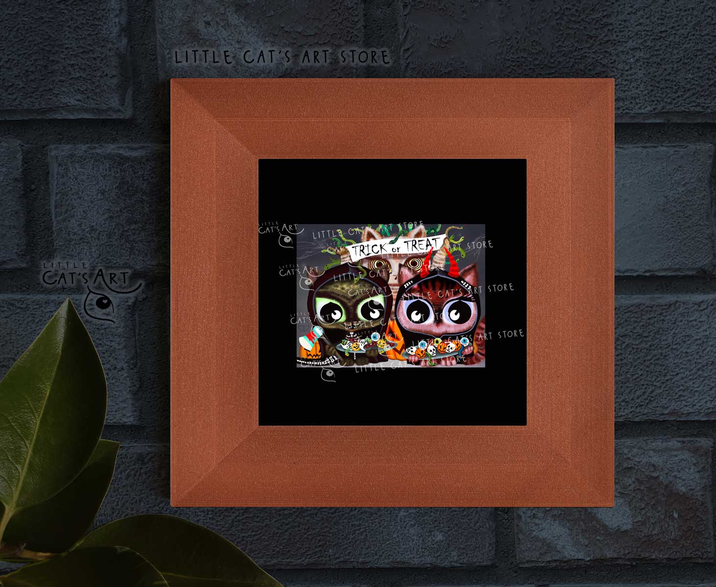 Trick or Treat Happy Halloween cat art print