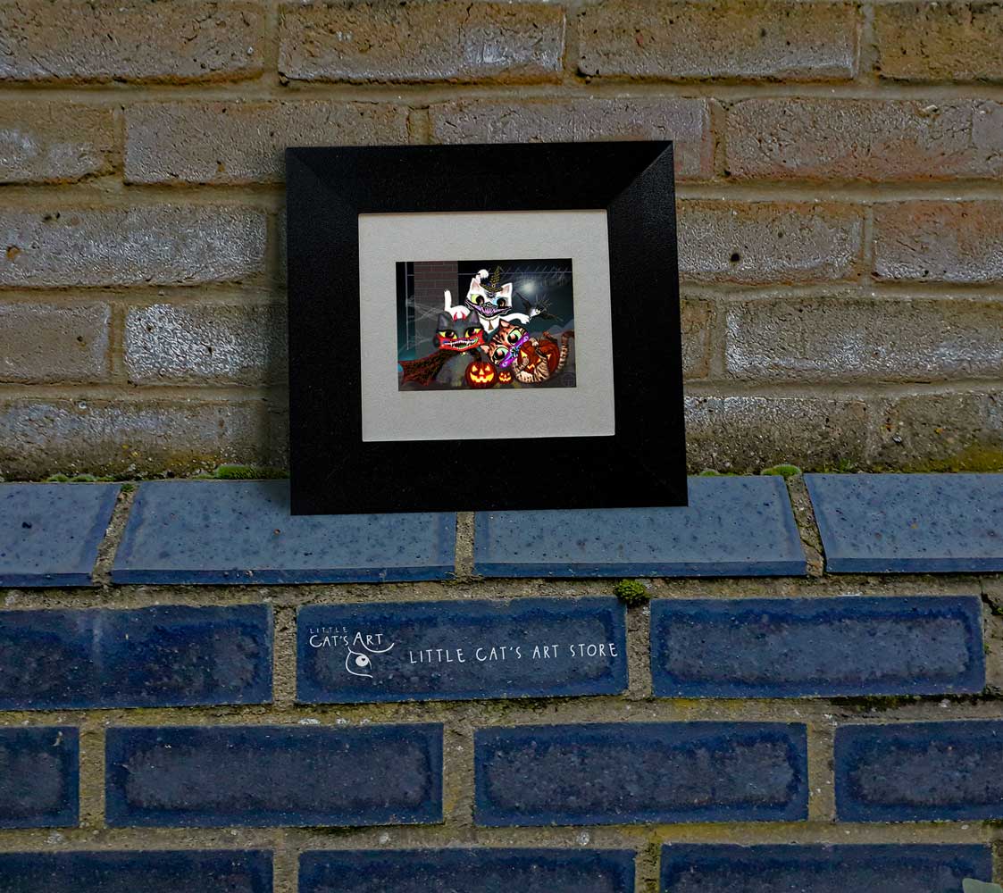 Halloween cat face mask party painting print