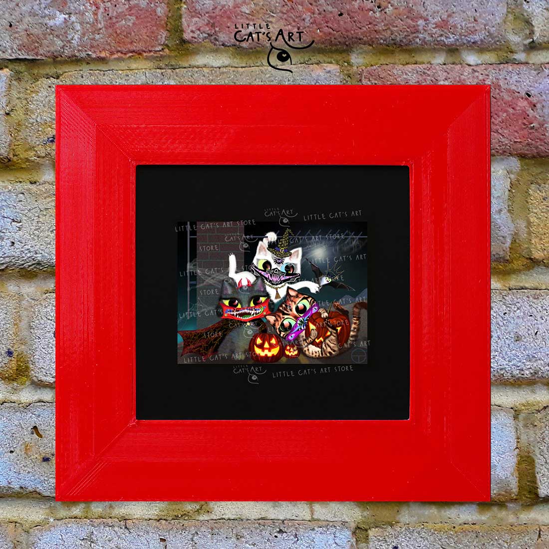 Halloween cat face mask party painting print
