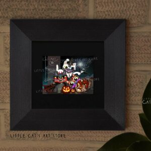 Halloween cat face mask party painting print