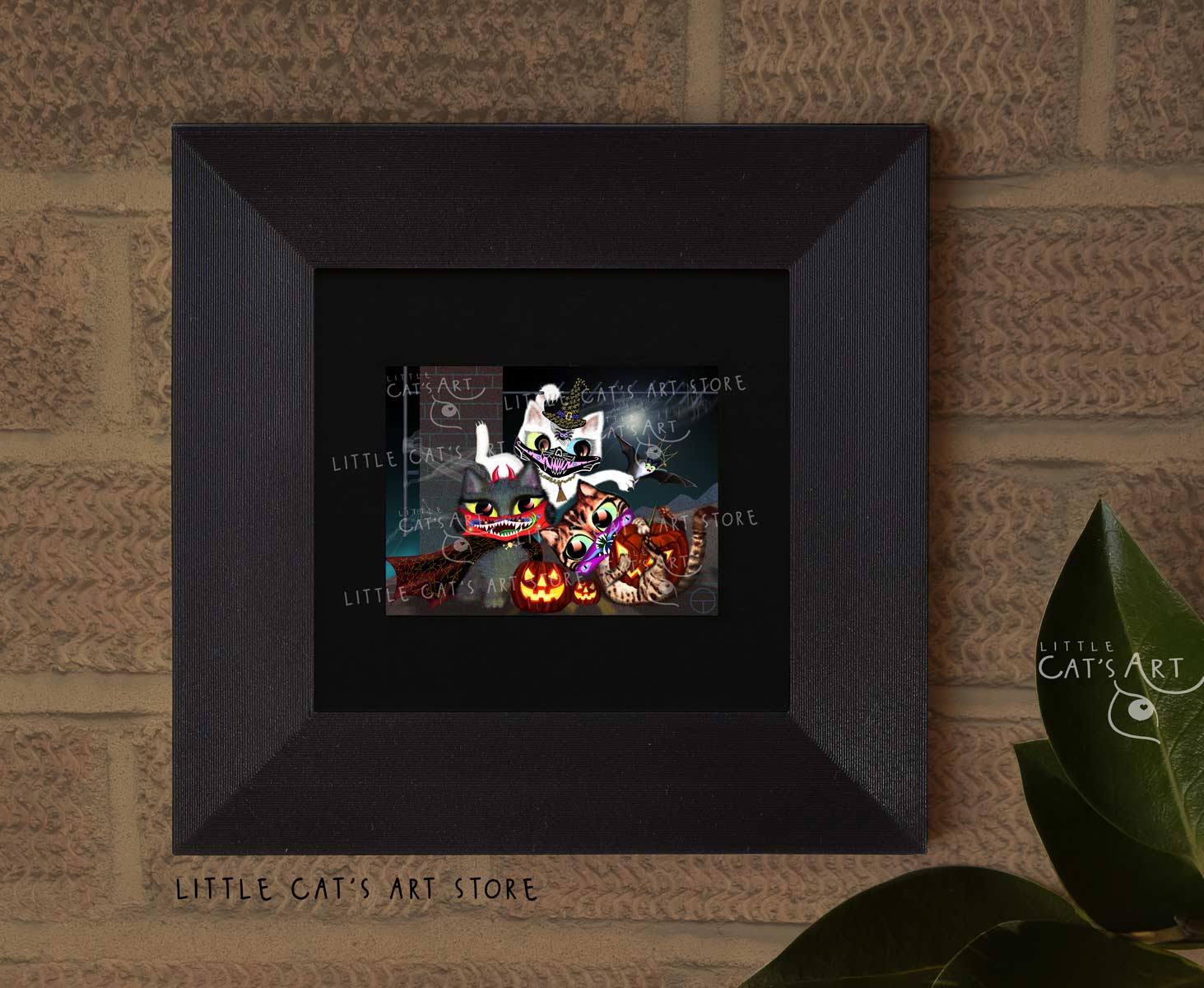 Halloween cat face mask party painting print
