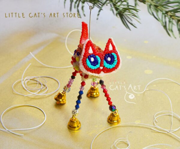 Red spider cat Christmas tree decoration