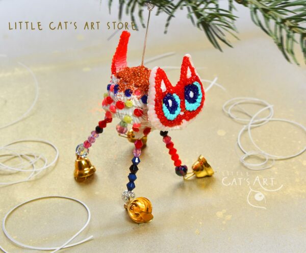 Red spider cat Christmas tree decoration