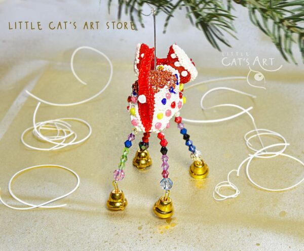 Red spider cat Christmas tree decoration