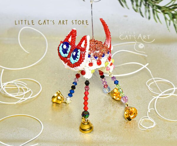 Red spider cat Christmas tree decoration