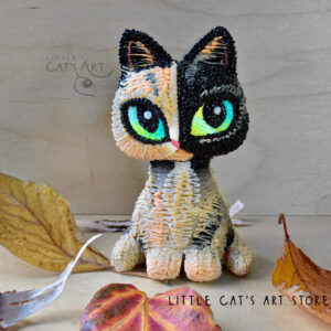 Chimera cat split-faced kitty figurine
