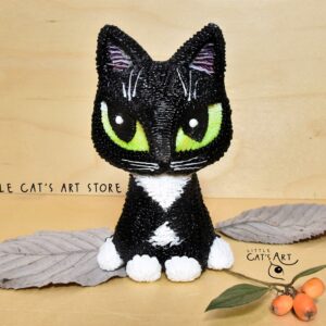 Black and white cat personalized 3D figurine