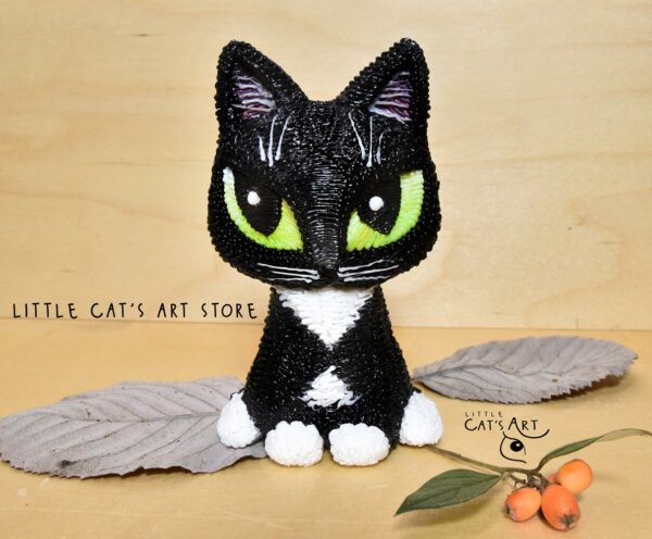 Black and white cat personalized 3D figurine